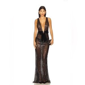 NWOT BRONX AND BANCO Liora Maxi Dress, Elegant Black Sequin Gown